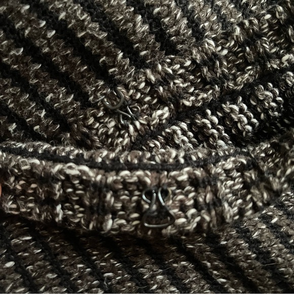 LOFT Cardigan Sweater Size L Black & Gray & Brown V-Neck 100% Cotton Cabincore - Picture 5 of 5